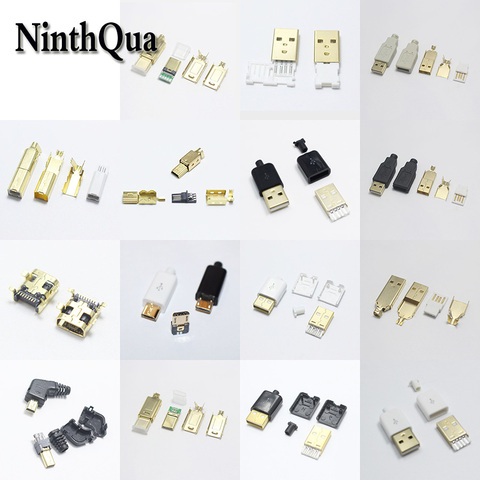 2 juegos de conector macho Micro Mini USB 4P 5P 8P Tipo C para impresora, datos de soldadura, interfaz de línea OTG, accesorios de cable de datos DIY dorado ► Foto 1/6