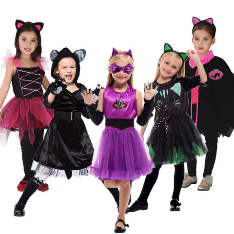 Umarden-Disfraz de gatito morado y negro para niña, disfraz de gatito para niña, Halloween, Carnaval, fiesta, vestido de Año Nuevo ► Foto 1/6