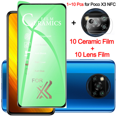 1~10 uds, cerámica hd suave cristal templado poco x3 nfc protector pantalla pocophone x3 mi poco x3 nfc película de cámara poco x3 nfc screen protector xiaomi poco x 3 glass ► Foto 1/6