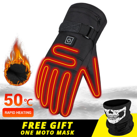 Guantes de invierno para motocicleta resistentes al agua, Guantes calefactables para carreras, pantallas táctiles, funciona con batería ► Foto 1/6