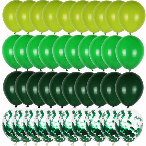 Juego de 40 Uds de globos verdes, globo metalizado cromado Confetti, decoración de animales de Safari en la jungla, decoración de fiesta de cumpleaños, guirnalda de globos de boda ► Foto 1/6