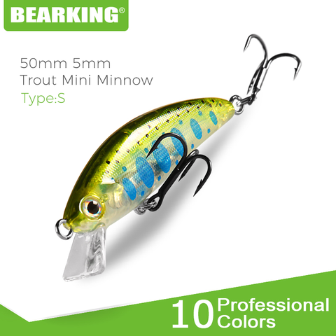 BEARKING 50mm 5g manivela Artificial duro cebo hundimiento caliente Señuelos de Pesca de trucha Mini pez aparejos de pesca Wobbler de agua dulce ► Foto 1/6