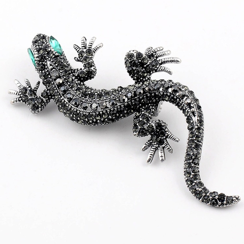 Pasadores de tela broche de lagarto para mujer, regalos bonitos, joyería de moda, conjunto de Pin de Metal, esmalte y diamante de imitación, joyería Gecko ► Foto 1/6