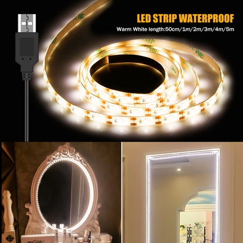 Espejo de tocador con luces Led para maquillaje, lámpara de tocador alimentada por Cable USB, decoración de baño, impermeable, belleza, 1M-5M ► Foto 1/6