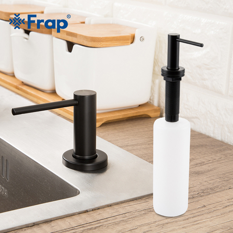 Frap-dispensador de jabón líquido de acero inoxidable, accesorio negro para fregadero de cocina, botella de plástico ABS, Y35001-1 ► Foto 1/6