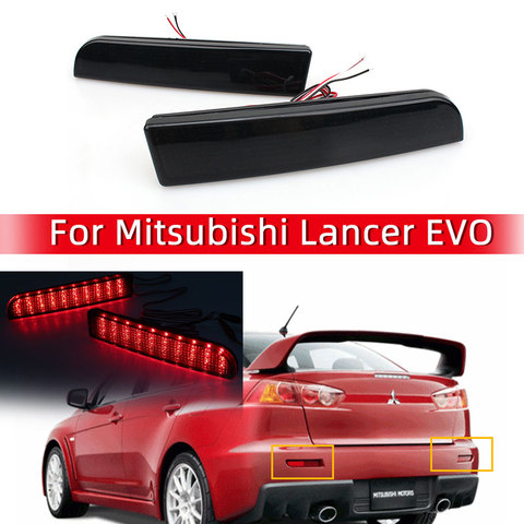 LED parachoques Reflector ahumado lente de luz trasera de frenos para Mitsubishi Lancer EVO 2008-2014 la evolución X CZ4A Outlander Sport RVR ASX ► Foto 1/6