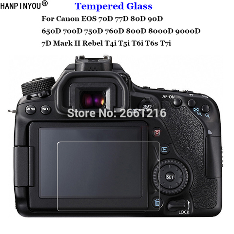 Para Canon EOS 70D 77D 80D 90D 650D 700D 750D 760D 800D 8000D 9000D 6D 7D Mark II de vidrio templado Protector de pantalla LCD de la cámara de película ► Foto 1/6