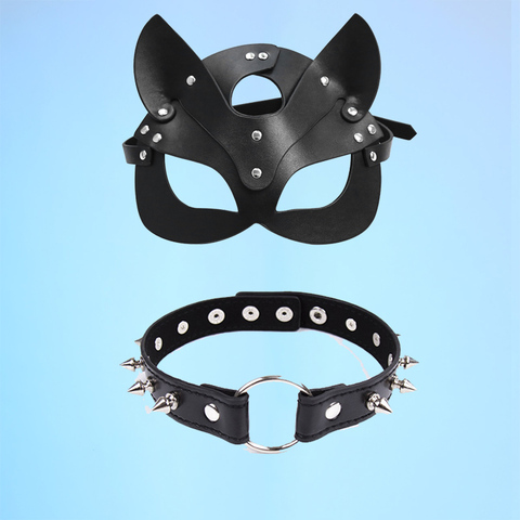 Erótico Sexy máscara de cuero Cosplay gato mujeres Bdsm fetiche mujeres baile de máscaras de Halloween Disfraces máscaras juguetes sexuales Accesorios ► Foto 1/6