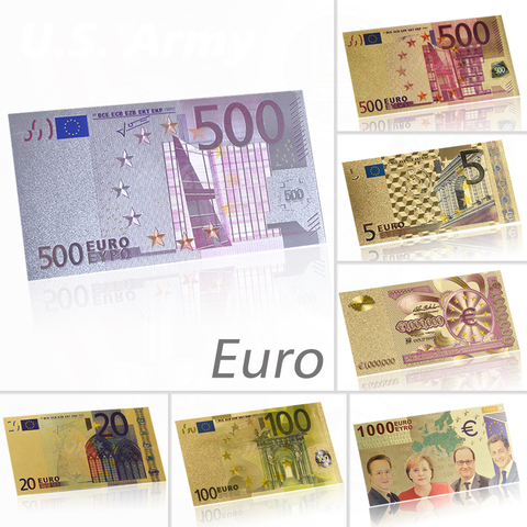 Billetes falsos de colores Euro 500, papel de aluminio plateado para colección de dinero, para regalo de recuerdo ► Foto 1/5