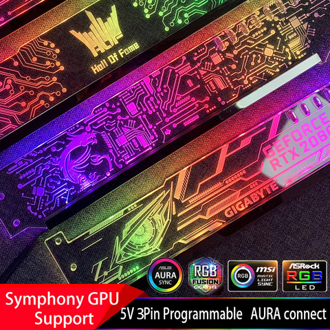 Personalizar tarjeta de gráficos apoyo Logo personalizado de/RGB LED VGA GPU soporte chasis creencia luz contaminación sincronización ► Foto 1/6