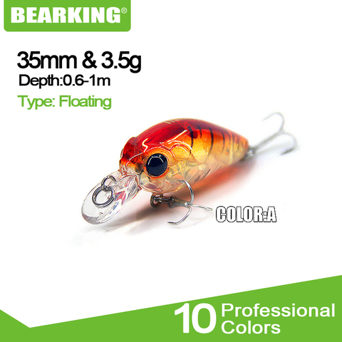 Bearking 2022 perfecto profesional + pesca señuelos 8 colores para elegir mini manivela 35mm y 3,5g suspender buceo 1m minnow cebo duro ► Foto 1/6