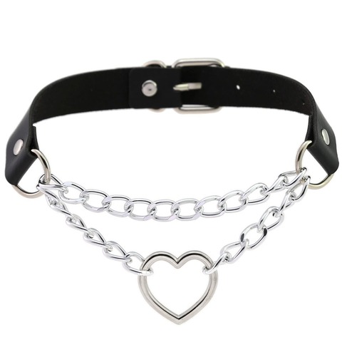 Gargantilla en forma de corazón para mujer, Collar gótico, cadena de cuello Punk para niña y mujer, Gargantilla de cuero negro, joyería Kawaii, accesorios Grunge ► Foto 1/6