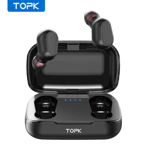 TOPK-Auriculares inalámbricos para teléfono móvil inteligente Xiaomi, audifonos por bluetooth 5,0, tamaño mini con micrófono incorporado, con tecnología TWS, compatible con otros teléfonos inteligentes ► Foto 1/6
