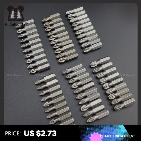 10 unids/lote 25mm CR-V PZ/PH Pozidrive Phillips Bits hexagonal apuñalado antideslizante destornillador magnético de una sola cabeza PZ1 PZ2 PZ3 6,35mm ► Foto 1/6