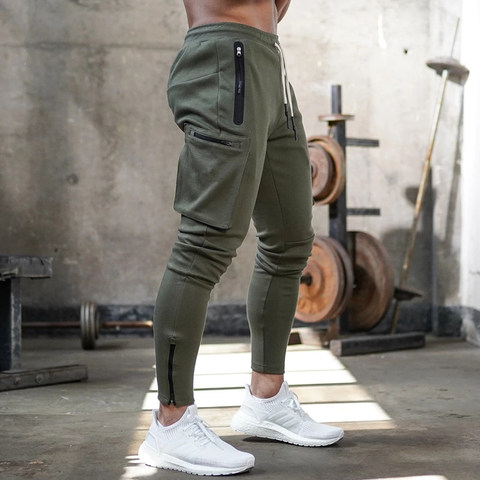 Pantalones de chándal informales para hombre, pantalón delgado con múltiples bolsillos, para gimnasio, entrenamiento, culturismo y Deporte ► Foto 1/6