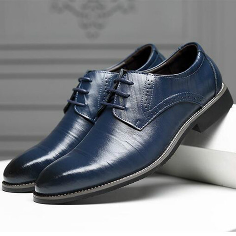 Zapatos Oxford para hombre, zapatos británicos, negros y azules, hechos a mano, cómodos vestidos formales para hombre, zapatos planos de negocios con cordones, hjm7 ► Foto 1/5