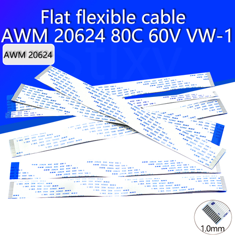 Cable plano y flexible para cable de conexión, cable de conexión plano, VW-1, 6/10/12/16/20/30/40 Pines, 10 Uds. AWM 20624 80C 60V FFC-1.0MM ► Foto 1/6