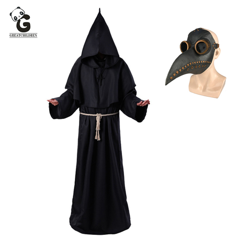 Plaga Doctor Cristo trajes hombres monje Cosplay máscara de médico de la peste negra Steampunk traje sacerdote Horror mago de Halloween de la bruja de las mujeres ► Foto 1/6