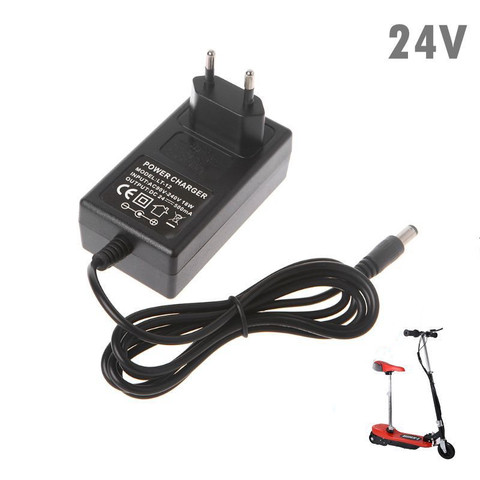 Estándar de la UE 24V 0.5A cargador de batería de plomo y ácido Scooter eléctrico E-bike cargador DC 27,6 V 500mA * 5,5*2,1mm salida DC ► Foto 1/6