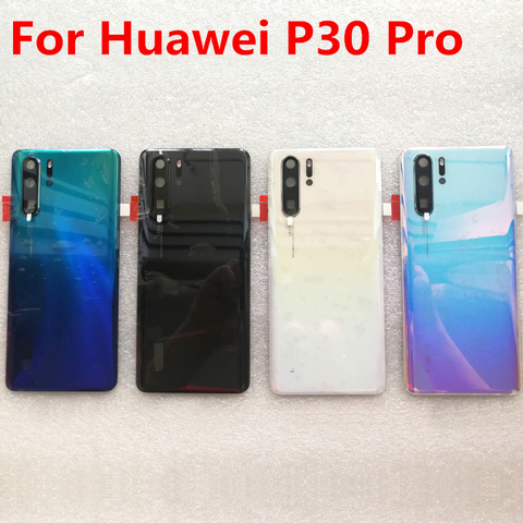 Cubierta trasera de vidrio templado para móvil, piezas de repuesto originales para Huawei P30 Pro, carcasa de puerta de batería trasera y Marco de cámara ► Foto 1/6