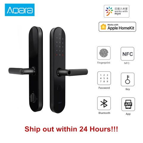 Aqara-cerradura de puerta inteligente N100, dispositivo de cierre con huella digital, NFC, desbloqueo, funciona con Bluetooth, contraseña, Mijia HomeKit, enlace inteligente con timbre superior ► Foto 1/6