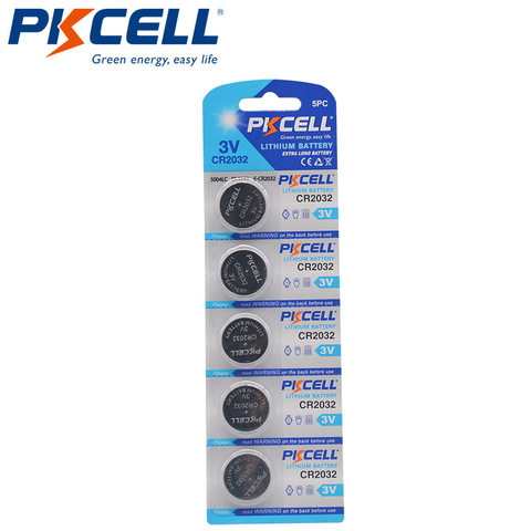 PKCELL-batería de litio CR2032 CR 2032, 3V, para reloj, ordenador, calculadora, Control remoto, pila de botón, 5 uds. ► Foto 1/6