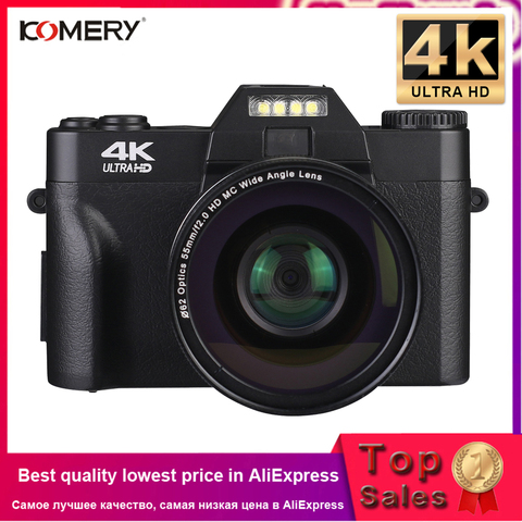 KOMERY-cámara Digital 4K, cámara de vídeo con pantalla LCD abatible de 3,0 pulgadas, Zoom Digital 16X, salida HD, Compatible con WiFi, cámara Selfie ► Foto 1/6