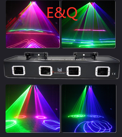 Proyector láser de cuatro lentes para espectáculos, dispositivo de luz fuerte RGBY con DMX para escenarios, discotecas, fiestas y decoraciones navideñas, equipo para DJ con alcance de 500 metros ► Foto 1/6