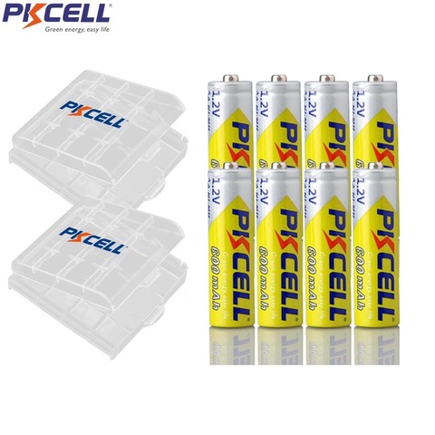 8 Uds PKCELL AA 1,2 V batería recargable NIMH Material AA 600mah capacidad Real con 2 uds titular de la batería cajas casos ► Foto 1/6