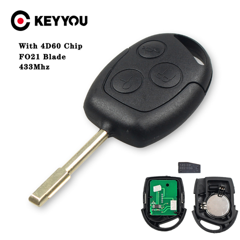 KEYYOU remoto llave de coche 433 MHz ID46 Chip para FORD Fiesta FORD Mondeo, fusión de tránsito KA 2001, 2002, 2003, 2004 2005, 2006, 2007, 2008 ► Foto 1/6