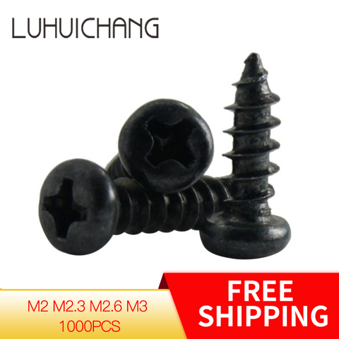 Luchang 1000 Uds m2 m2.3 m2.6 m3 PA cabeza Phillips Micro tornillos cabeza redonda autorroscante electrónico pequeño tornillo de madera ► Foto 1/1