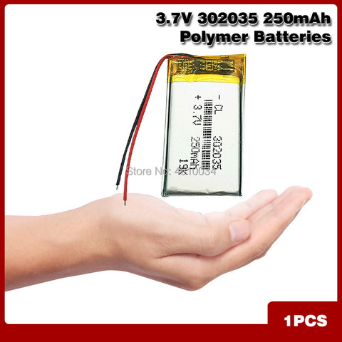 Batería recargable de iones de litio de polímero para tacógrafo de coche, 3,7 V, 250mah, 302035, 032035, para luz LED, DVR, Bluetooth, auriculares MP3 ► Foto 1/6