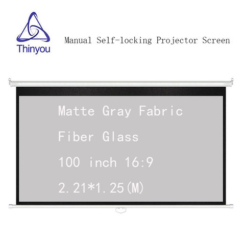 Thinyou-Pantalla de autosujeción para proyector, pantalla de proyector Manual extraíble de fibra de vidrio de tela gris mate de 100 pulgadas 16:9 para proyector HD ► Foto 1/6