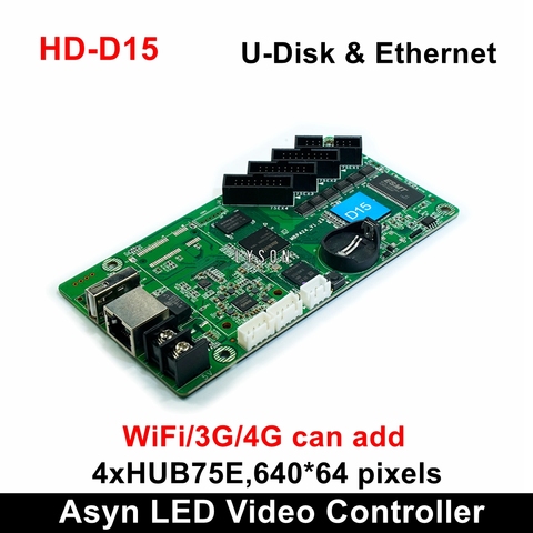 Huidu HD-D10 U-disk + Ethernet Asynchronous Full Color LED Video Display Controller 4xHUB75E Ports compatible con 512x48/192*128 píxeles ► Foto 1/5