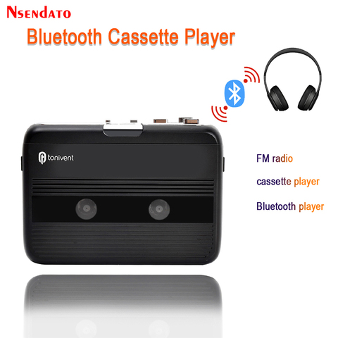 Grabador y reproductor de Cassette portátil con Bluetooth, autorradio FM con función de marcha atrás automática ► Foto 1/6