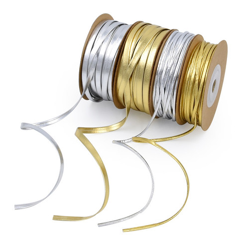 Cordón de cuero plano de Pu mate, 2mm/5mm x 15m, cuerda brillante de Color dorado y plateado para pulsera, cordón de joyería, cinta artesanal ► Foto 1/6