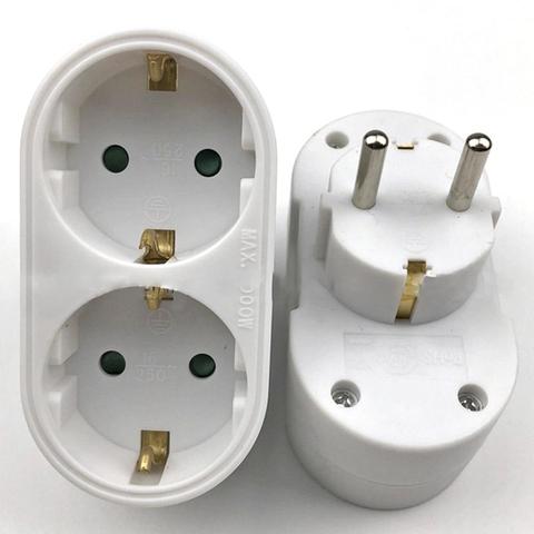 Enchufe de conversión europeo de 1 a 2 /1 a 3 vías, adaptador de corriente estándar de la UE, enchufe de viaje de 16A, CA 110 ~ 250V ► Foto 1/6