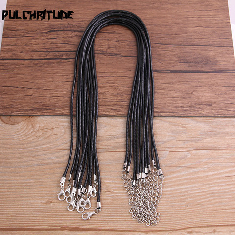 10 unids/lote 1,5mm negro marrón cuero cordón ajustable de 45cm cuerda collar DIY pulsera joyería resultados ► Foto 1/6