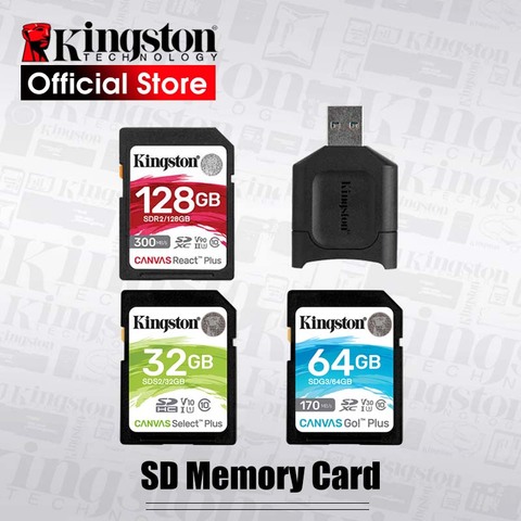 Kingston-tarjeta de memoria SD para cámara, memoria Flash de 128GB, U3/U1, 32GB, 128GB, 64GB, 256GB, 512GB ► Foto 1/6