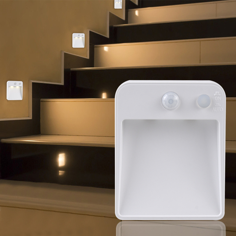 Luz LED nocturna de Sensor de movimiento inteligente PIR, lámpara nocturna alimentada por batería AA para decoración de dormitorio, Sensor para pasillo o baño, luz de pared para escaleras ► Foto 1/6