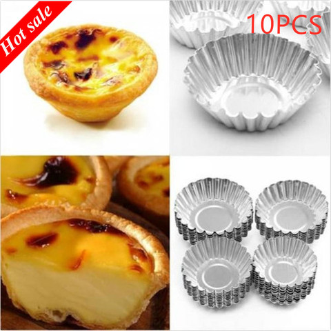 10 Uds tarta de huevo de aluminio de molde para galletas y pasteles molde para Pudding herramienta de latón para hornear engrosada tarta de huevo molde M-B05 ► Foto 1/6