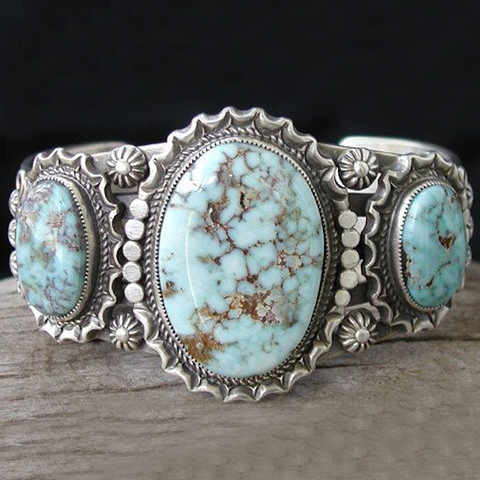 Anillo de tres piedras para mujer, sortija, estilo bohemio, Vintage, turquesas azules, joyería, regalo Z5Q692, 2022 ► Foto 1/6