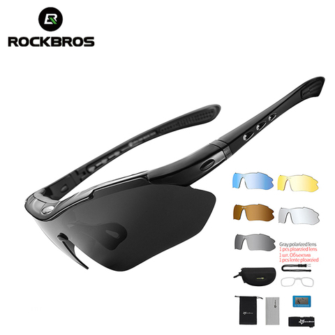 RockBros-Gafas de sol polarizadas de ciclismo, gafas para bicicleta de montaña y carrera, 5 lentes de protección, para hombre ► Foto 1/6