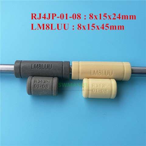 Buje de rodamientos lineales LM8UU de Polímero Sólido, 8MM, 8x15x45mm, RJ4JP-01-08, para máquina CNC Prusa Mendel, 1 Uds. ► Foto 1/4