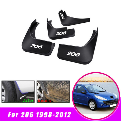 4 Uds guardabarros delantero trasero guardabarros de barro de salpicaduras de guardabarros para Peugeot 206, 1998-2012 ► Foto 1/6