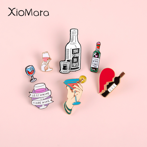 ¡Cheer! PIn esmaltado para copas de vino, pasadores para parejas, broches para copas de vino tinto, Pin esmaltado para amantes, pines para mejores amigas ► Foto 1/6