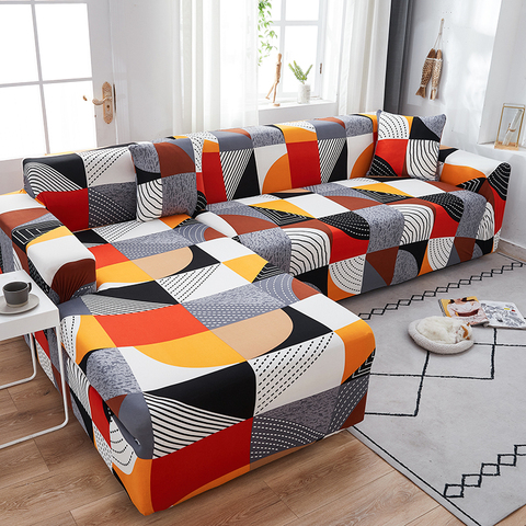 Funda de sofá elástica geométrica a cuadros para sala de estar, cubiertas de sofá en forma de L, seccionales, 1/2/3/4 asientos ► Foto 1/6