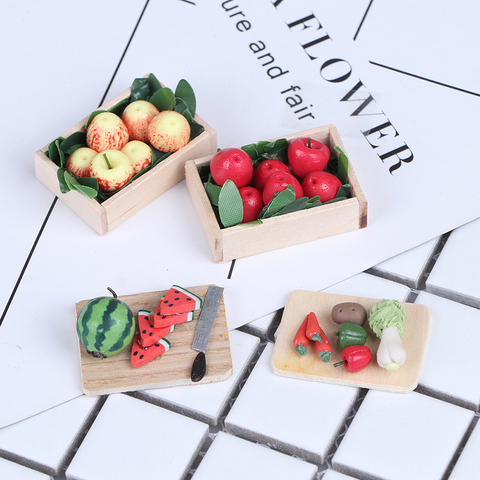 Mini casa de muñecas en miniatura, caja para verduras, comida, juguete, 4 estilos, 1:12 ► Foto 1/5