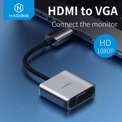 Hagicis adaptador de HDMI a VGA 1080P Cable macho a famoso convertidor con Video Audio puerto de alimentación para ordenador portátil HDTV XBOX PS3 PS4 TV ► Foto 1/6