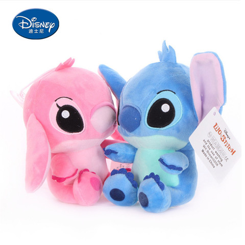 Figuras de acción de Disney Lilo & Stitch, muñecos de peluche de 20cm con colgante de color rosa y azul, juguetes para niños y niñas, regalos de Navidad y halloween ► Foto 1/6